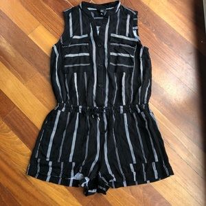 Black And White Striped Romper
